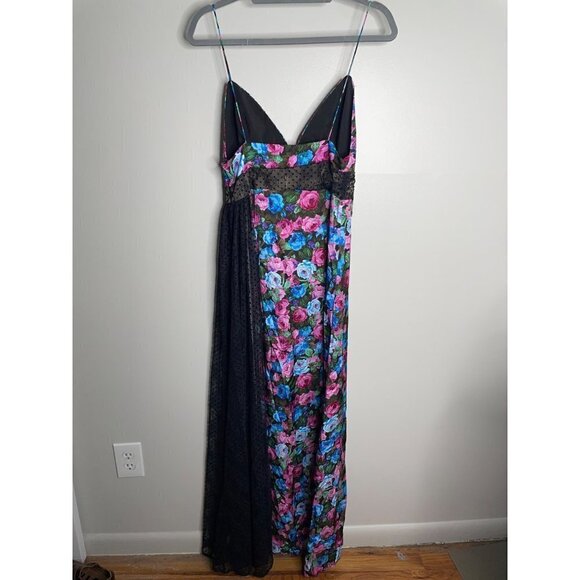 For Love and Lemons Marley Maxi Dress Pink Roses Black Missing Bow Size M NEW - Picture 7 of 9